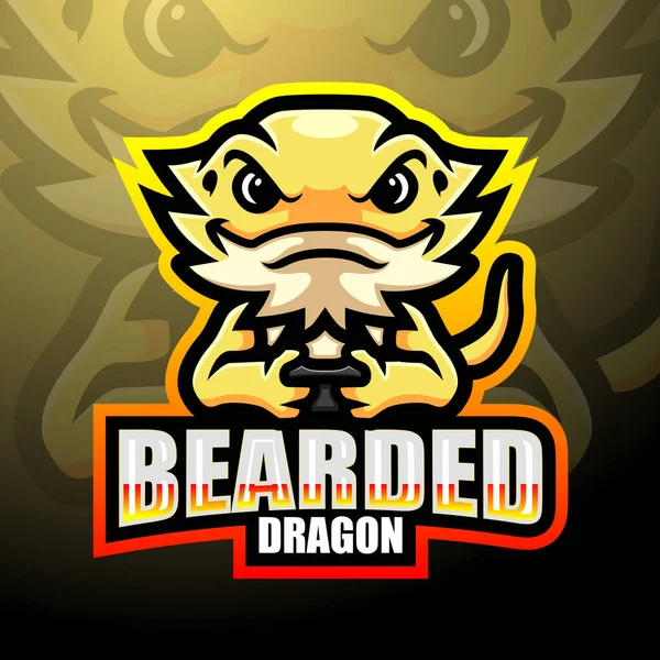 Dragón Barbudo Esport Logo Mascota — Vector de stock