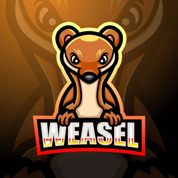 Weasel Esport Logó Kabala Design — Stock Vector