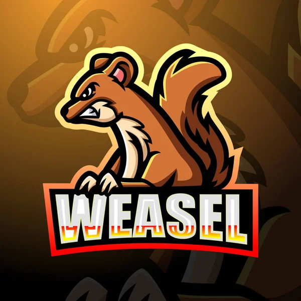 Weasel Esport Logotipo Mascote Design —  Vetores de Stock