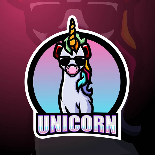 Desain Logo Esport Maskot Unicorn - Stok Vektor