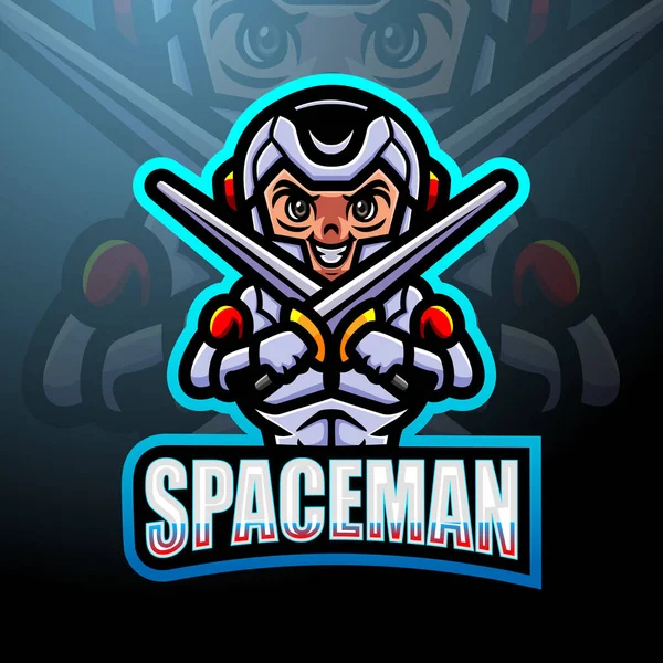 Spaceman Esport Logotipo Mascote Design — Vetor de Stock