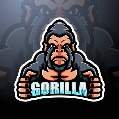 Goril maskotu esport logosu tasarımı