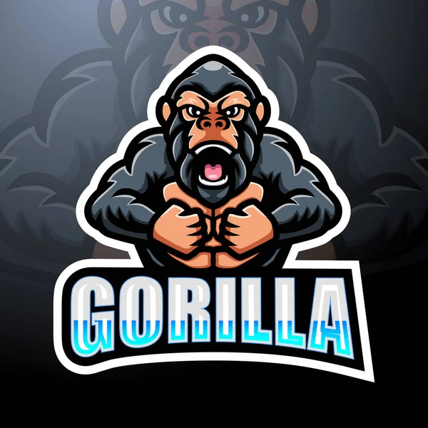 Design Loga Gorilla Maskota — Stockový vektor