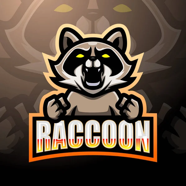 Rakun maskotu esport logosu tasarımı