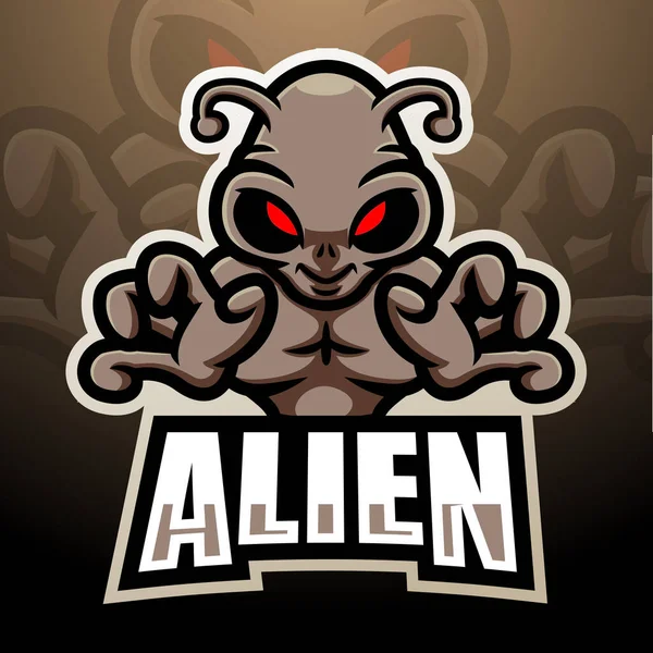 Alien Mascotte Esport Logo Ontwerp — Stockvector