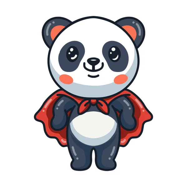 Vektor Ilustrasi Cute Panda Super Pahlawan Kartun - Stok Vektor