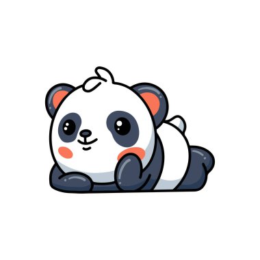 Vector illustration of Cute panda lying down cartoon