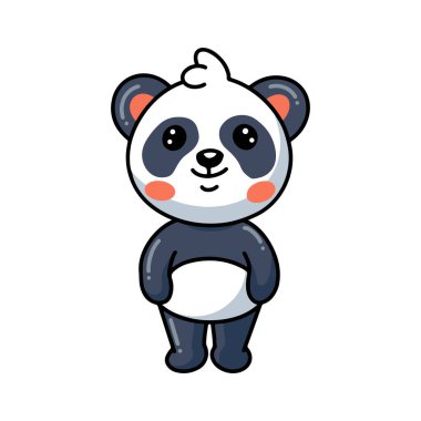 Vector illustration of Cute little panda cartoon standing