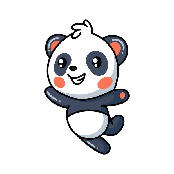 Vector Illustration Cute Little Panda Cartoon Jumping — Stock Vector