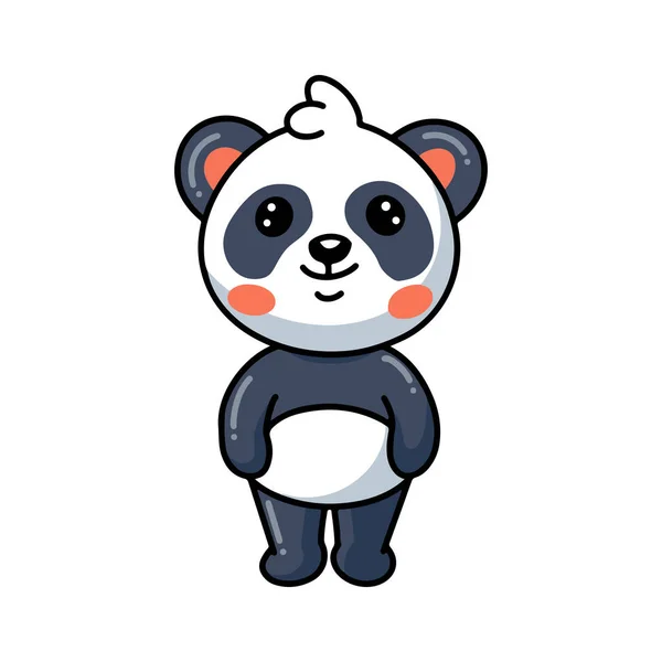 Vector Illustration Cute Little Panda Cartoon Standing — Vector de stock