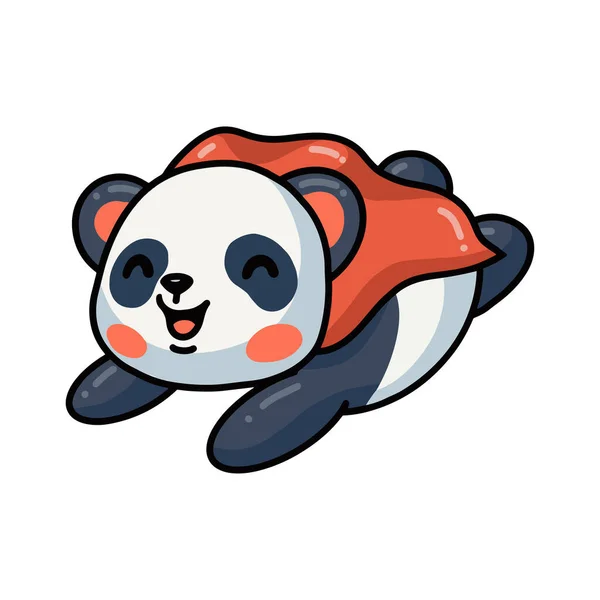 Ilustração Vetorial Super Herói Panda Bonito Voo Desenhos Animados — Vetor de Stock
