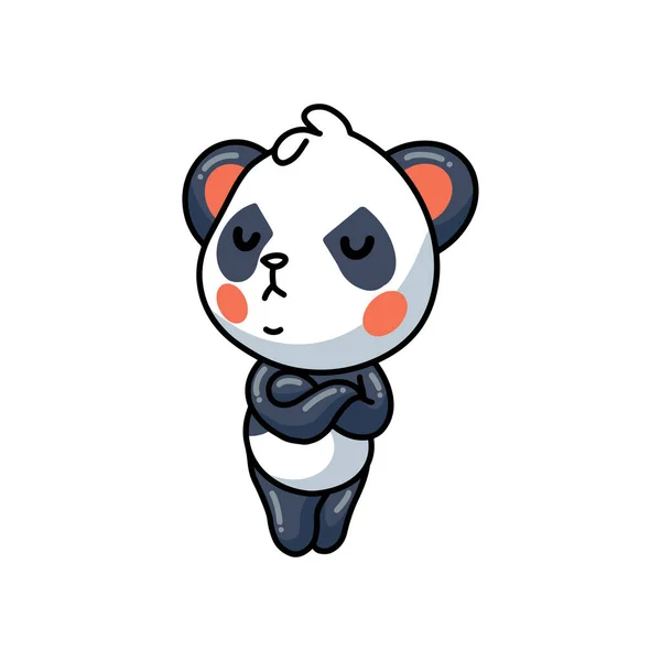 Vektor Illustration Von Niedlichen Kleinen Panda Wütend Karikatur — Stockvektor