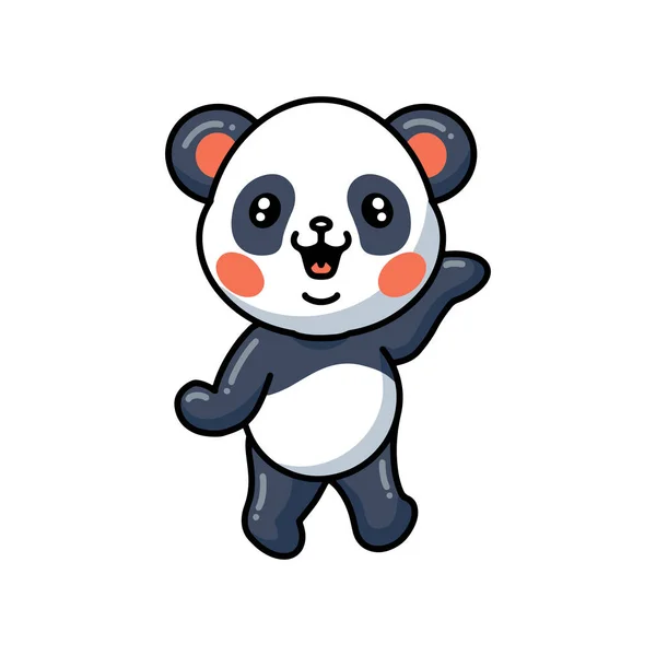Vector Εικονογράφηση Του Χαριτωμένο Μικρό Panda Κινουμένων Σχεδίων Που Θέτουν — Διανυσματικό Αρχείο