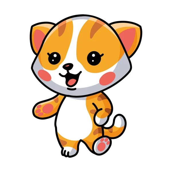 Vektorillustration Der Niedlichen Kleinen Orangefarbenen Katze Cartoon Posiert — Stockvektor