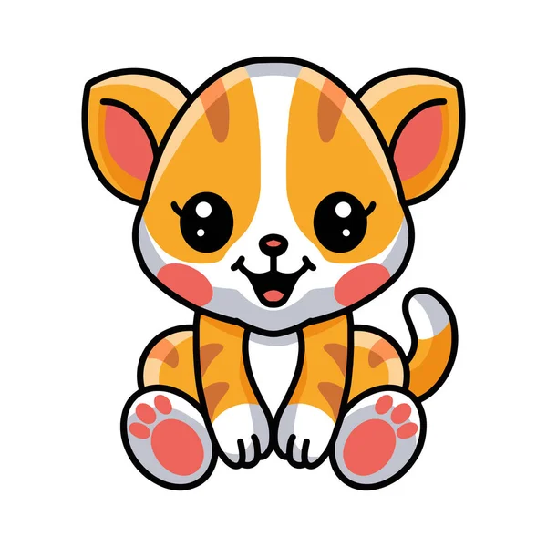 Vektor Illustration Der Niedlichen Kleinen Orangen Katze Cartoon Sitzt — Stockvektor