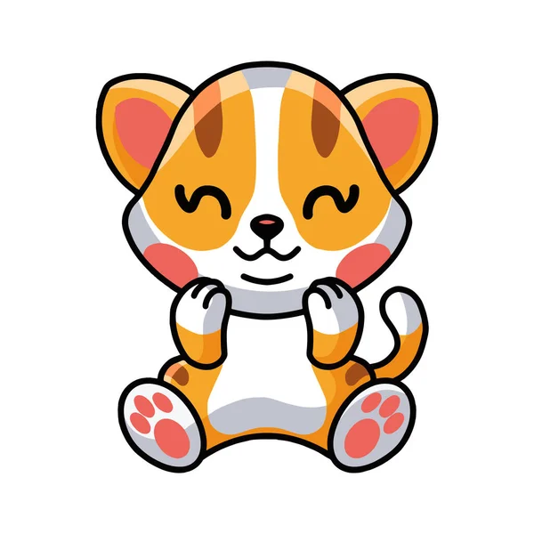 ベクトルイラストのかわいいオレンジ猫漫画座って — ストックベクタ