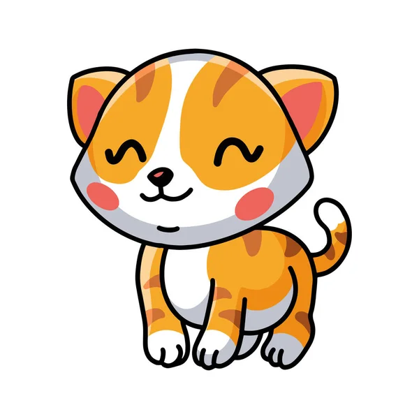 Vector Illustration Smiling Little Orange Cat Cartoon — Stock Vector