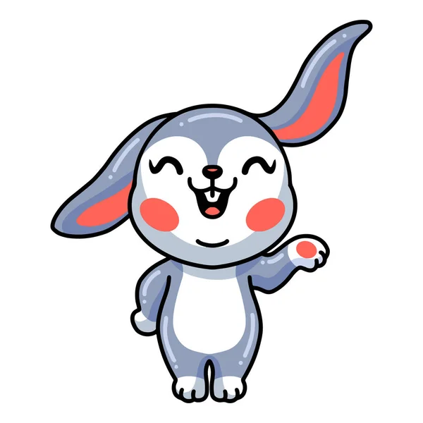 Vector Illustration Cute Little Rabbit Cartoon Presenting — Stock Vector