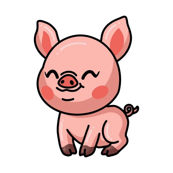 Illustration Vectorielle Mignon Petit Cochon Heureux Dessin Animé — Image vectorielle