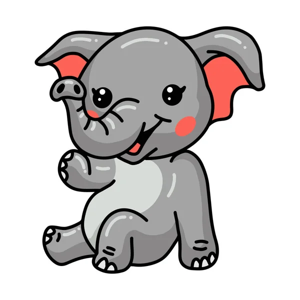 Ilustración Vectorial Lindo Bebé Elefante Dibujos Animados Sentado — Vector de stock