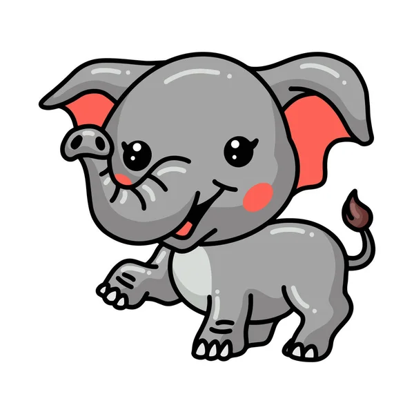 Vector Ilustración Lindo Bebé Elefante Dibujos Animados Posando — Vector de stock