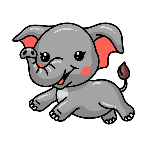 Vector Illustration Cute Baby Elephant Cartoon Jumping — Stock Vector