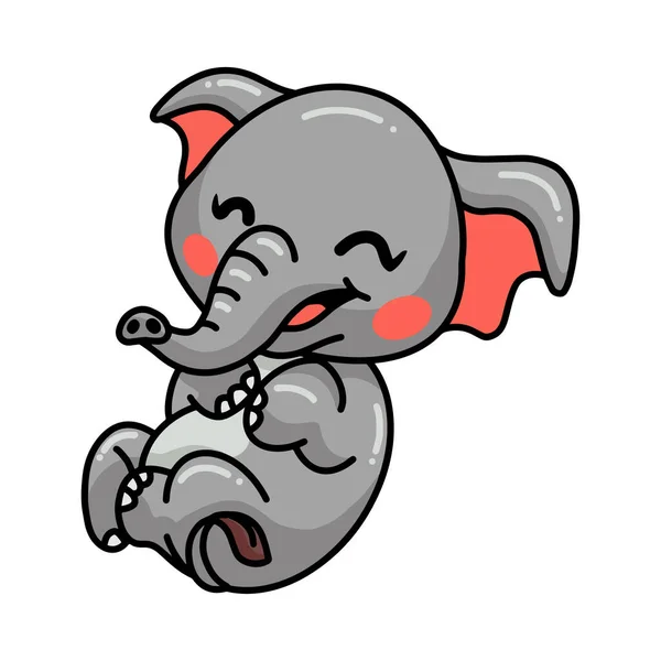 Vector Illustratie Van Schattige Baby Olifant Cartoon Lachen — Stockvector