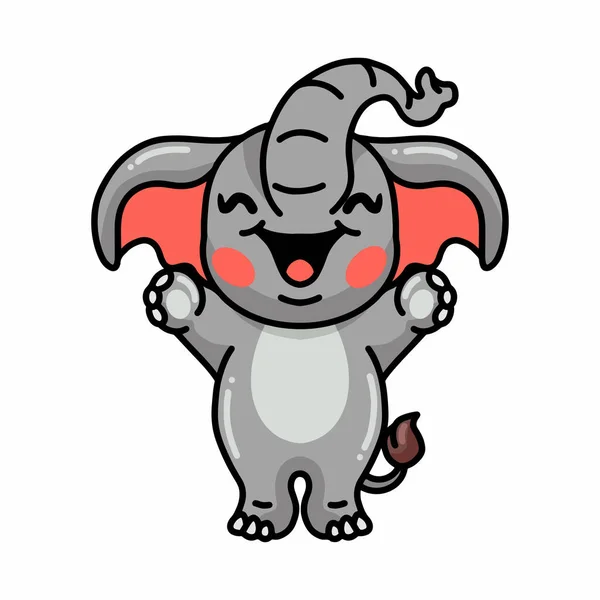 Ilustración Vectorial Dibujos Animados Lindo Bebé Elefante Feliz — Vector de stock