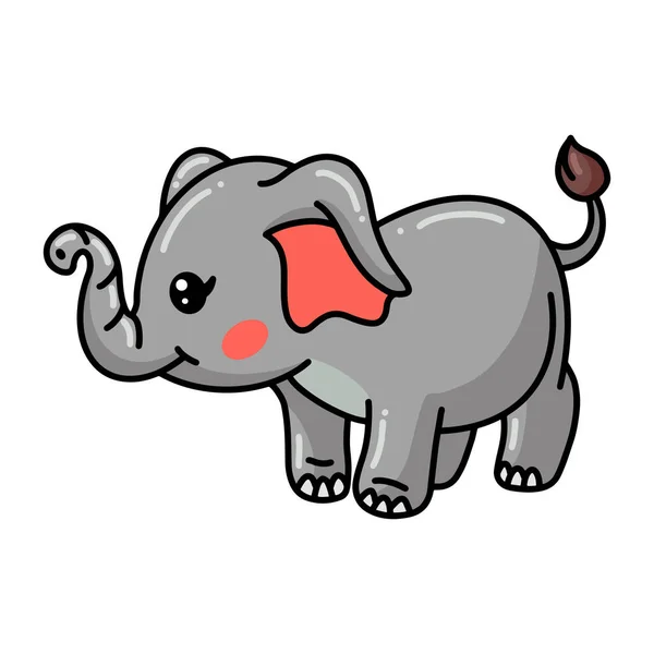 Vektor Illustration Des Niedlichen Baby Grauen Elefanten Karikatur — Stockvektor