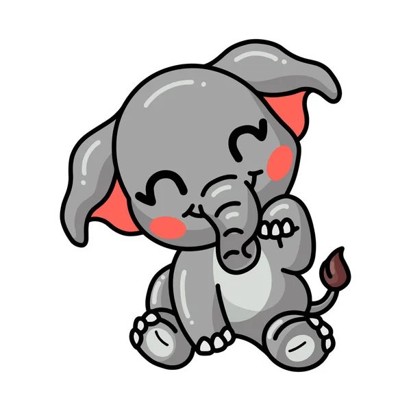 かわいい赤ちゃん象の漫画のベクトルイラスト座って — ストックベクタ