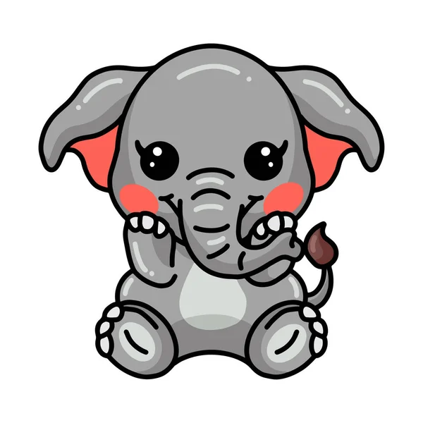 Vector Illustratie Van Schattige Baby Olifant Cartoon Zitten — Stockvector