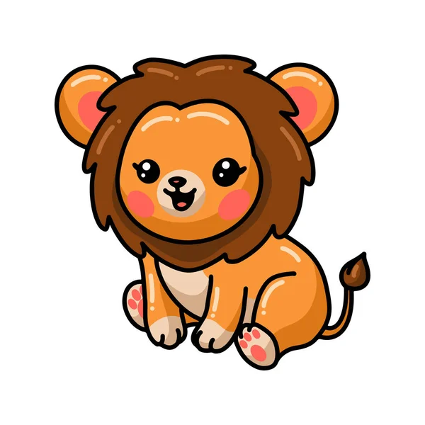 Ilustração Vetorial Desenho Animado Bonito Leão Pouco Sentado — Vetor de Stock