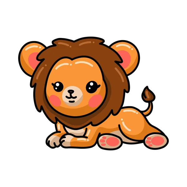 Vektor Illustration Des Niedlichen Kleinen Löwen Cartoons — Stockvektor