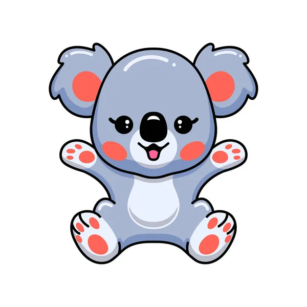 Ilustración Vectorial Lindo Bebé Koala Dibujos Animados Sentado — Vector de stock