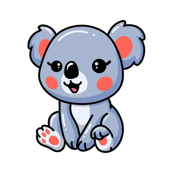 Ilustración Vectorial Lindo Bebé Koala Dibujos Animados Sentado — Vector de stock