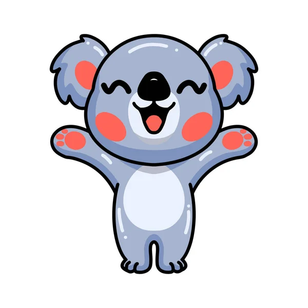 Vector Illustratie Van Schattige Baby Koala Cartoon Verhogen Handen — Stockvector