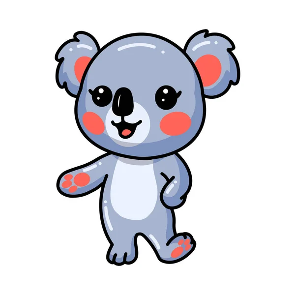 Vector Illustration Cute Baby Koala Cartoon Presenting — Stock Vector