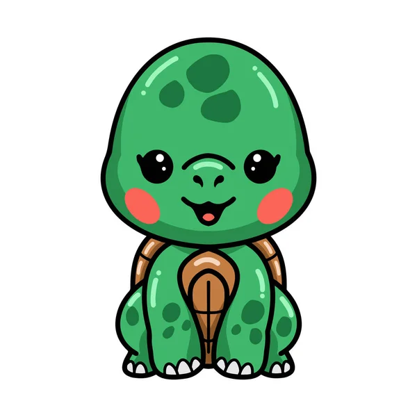 Ilustración Vectorial Lindo Bebé Tortuga Dibujos Animados Sentado — Vector de stock