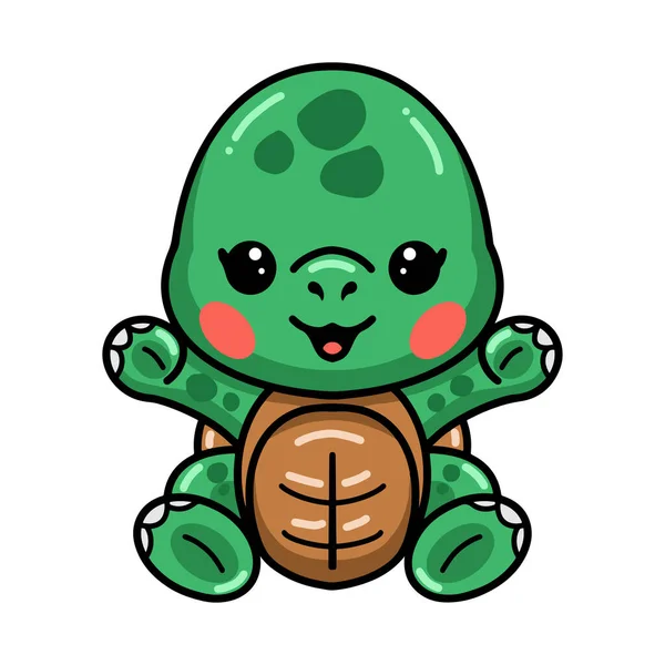 Illustration Vectorielle Mignon Bébé Tortue Dessin Animé Assis — Image vectorielle