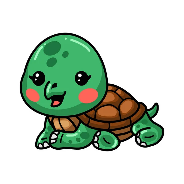 Vector Illustration Cute Baby Turtle Cartoon Laying — Stock Vector