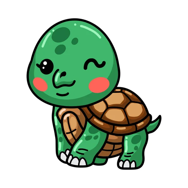 Vector Illustration Cute Baby Turtle Cartoon Posing — Stock Vector