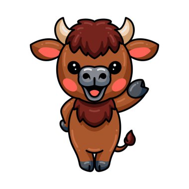 Şirin öküz öküz el sallamasının vektör çizimi