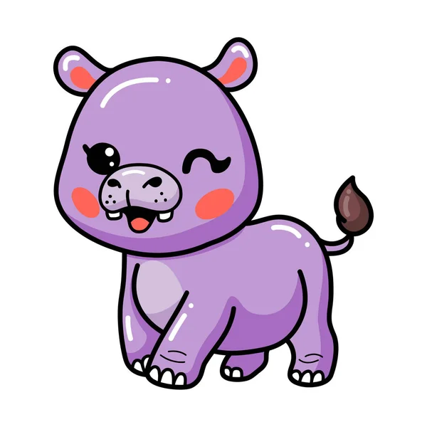 Vector Illustration Cartoon Cute Happy Baby Hippo — Archivo Imágenes Vectoriales