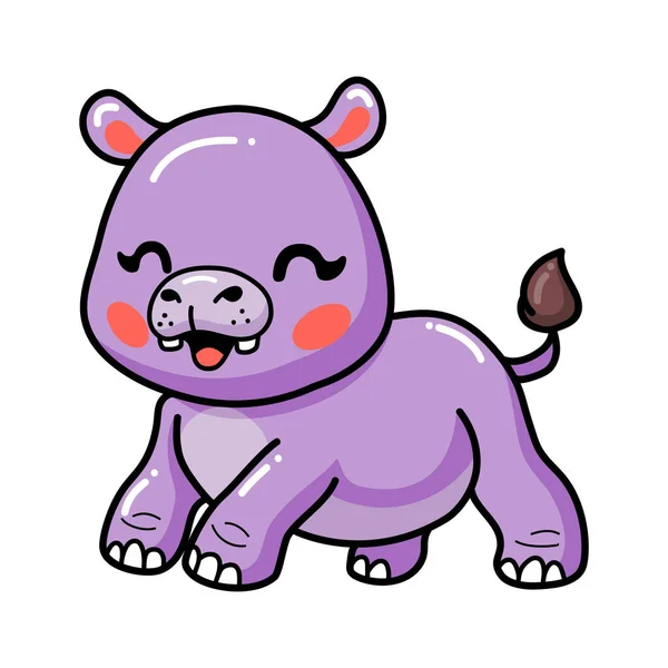 Vector Illustration Cute Happy Baby Hippo Cartoon — Stockový vektor