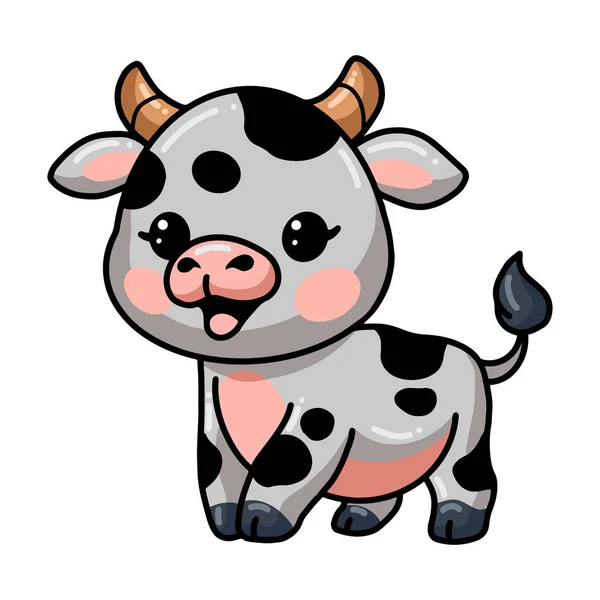 Vector Illustration Cute Happy Baby Cow Cartoon — Stock Vector