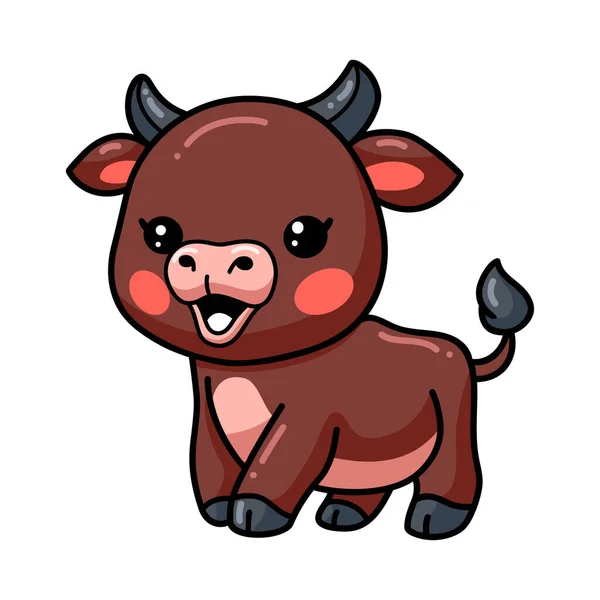 Vector Illustration Cute Happy Baby Bull Cartoon — Stock Vector