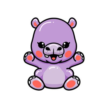 Tatlı bebek su aygırı çizgi filminin vektör çizimi