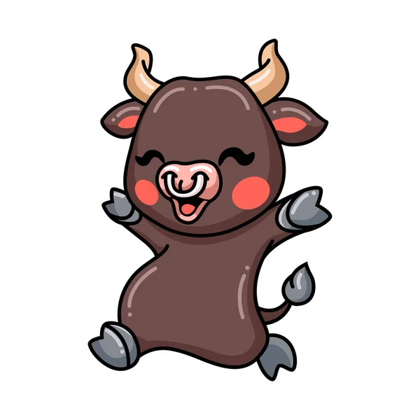 Vector Illustration Cute Happy Baby Bull Cartoon — Stock Vector