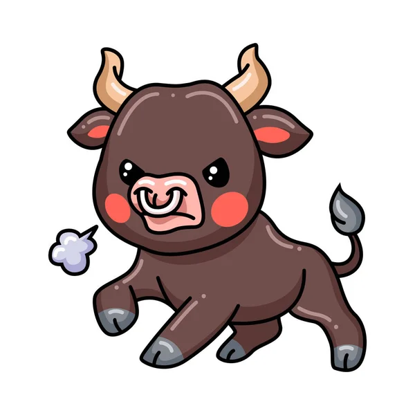 Vector Illustration Cute Angry Baby Bull Cartoon — Stock Vector