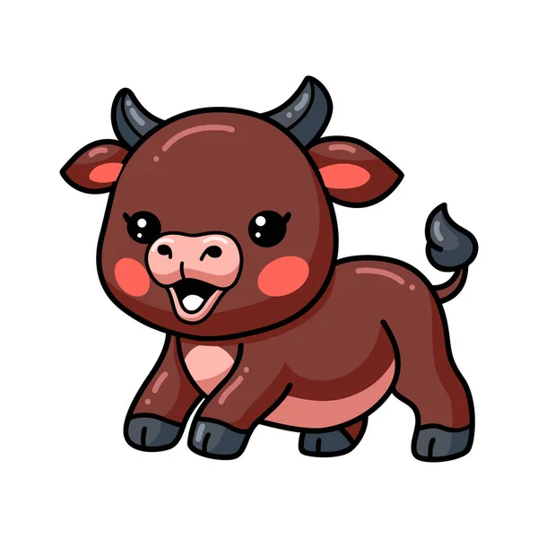 Vector Illustration Cute Baby Buffalo Cartoon Posing — Stock Vector